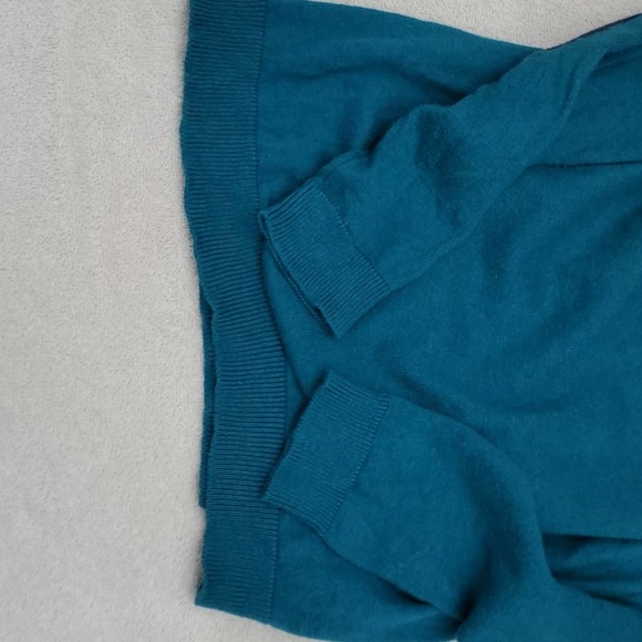 Youth Okaidi Cashmere V-neck Sweater Elbow Patches L 12 A/Y 150cm Wool Cotton - Picture 11 of 11